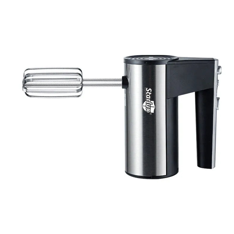 SL-25209 coloured hand-held electric whisk mixer with beaters on a kitchen counter