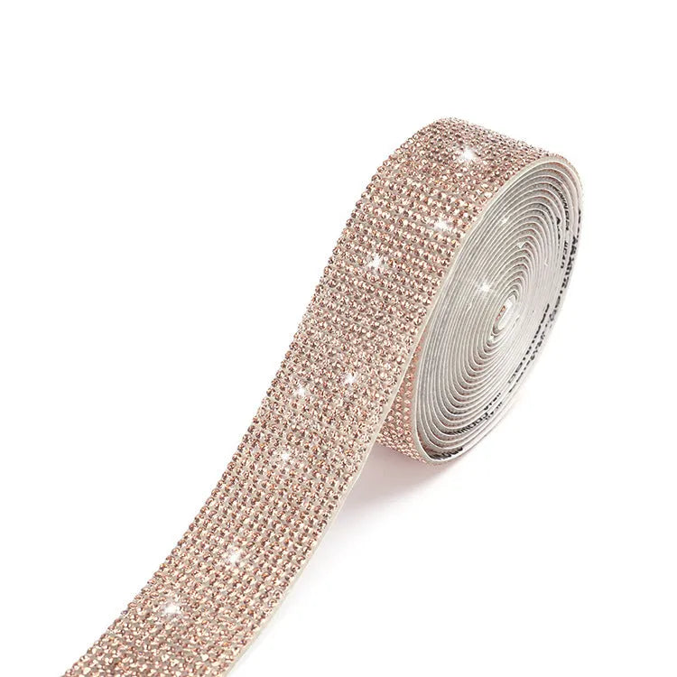 Self-adhesive electroplated glass water drill strip in white and AB colour for clothing decoration