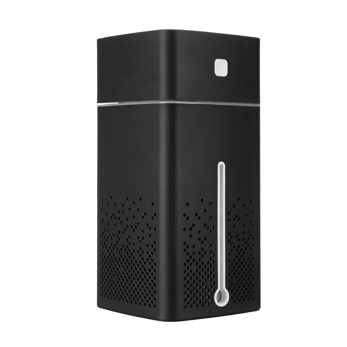 Black and white desktop humidifier measuring 103mm x 103mm x 218mm with 1000ml water capacity
