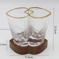 Heart-to-heart transparent crystal glass night lamp on beech wood base with USB cable