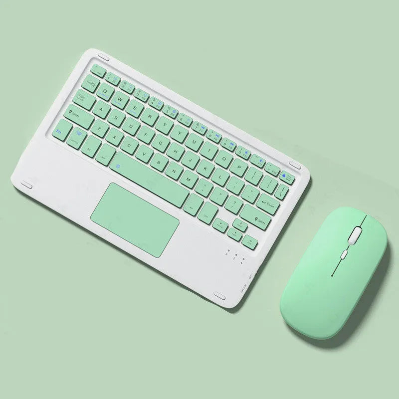Wireless Bluetooth keyboard and mouse combo in pink, green, black, or white colours for tablets and laptops