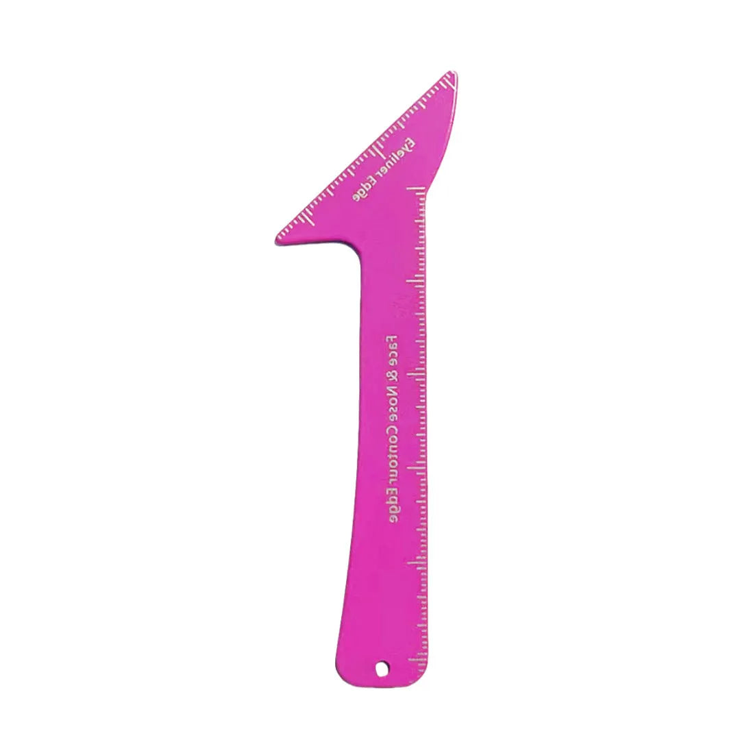 Reusable 3-in-1 eyeliner stencil tool for hooded eyes showing winged eyeliner, eyebrow and contour templates