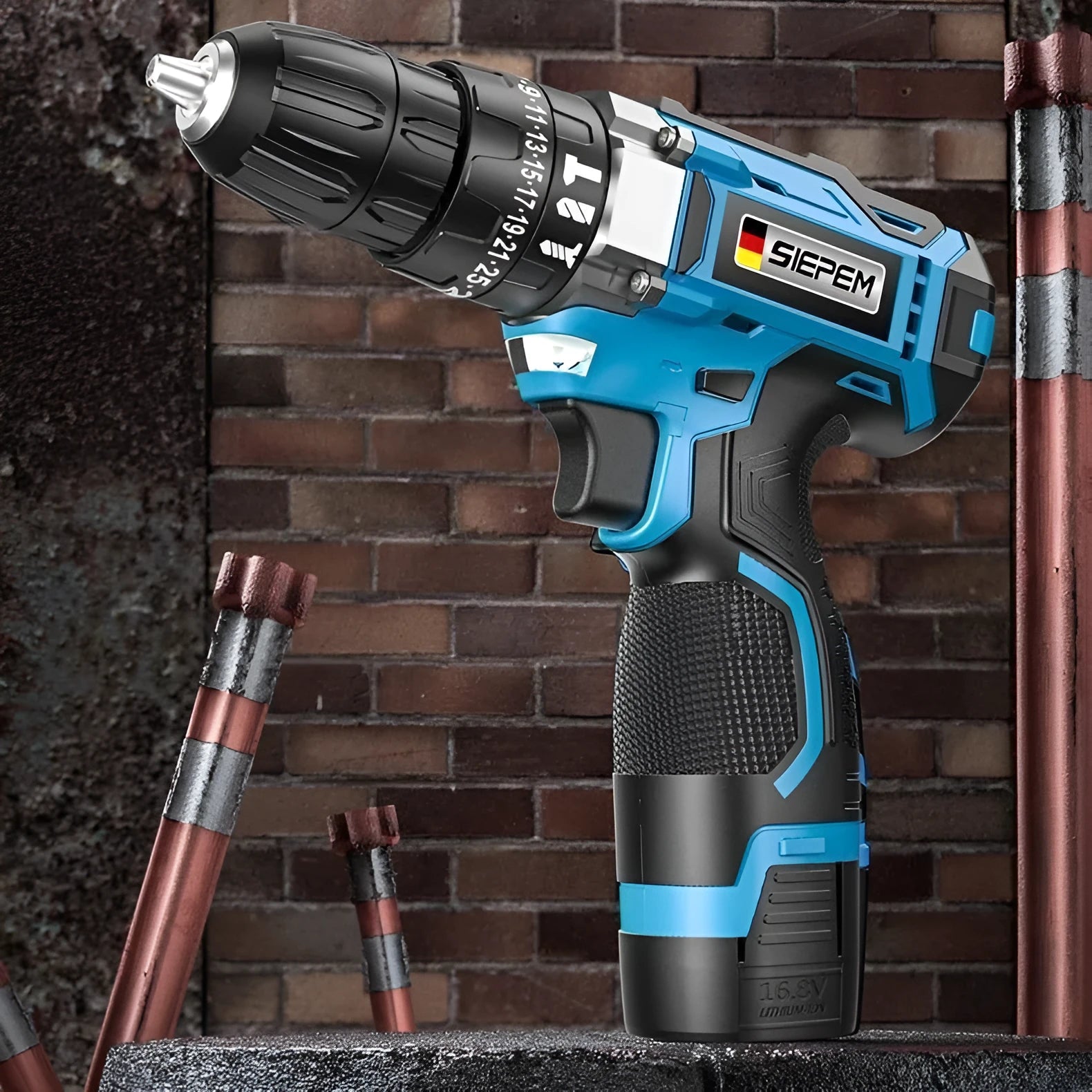 12V dual-speed impact pistol drill electric screwdriver set with plastic storage case
