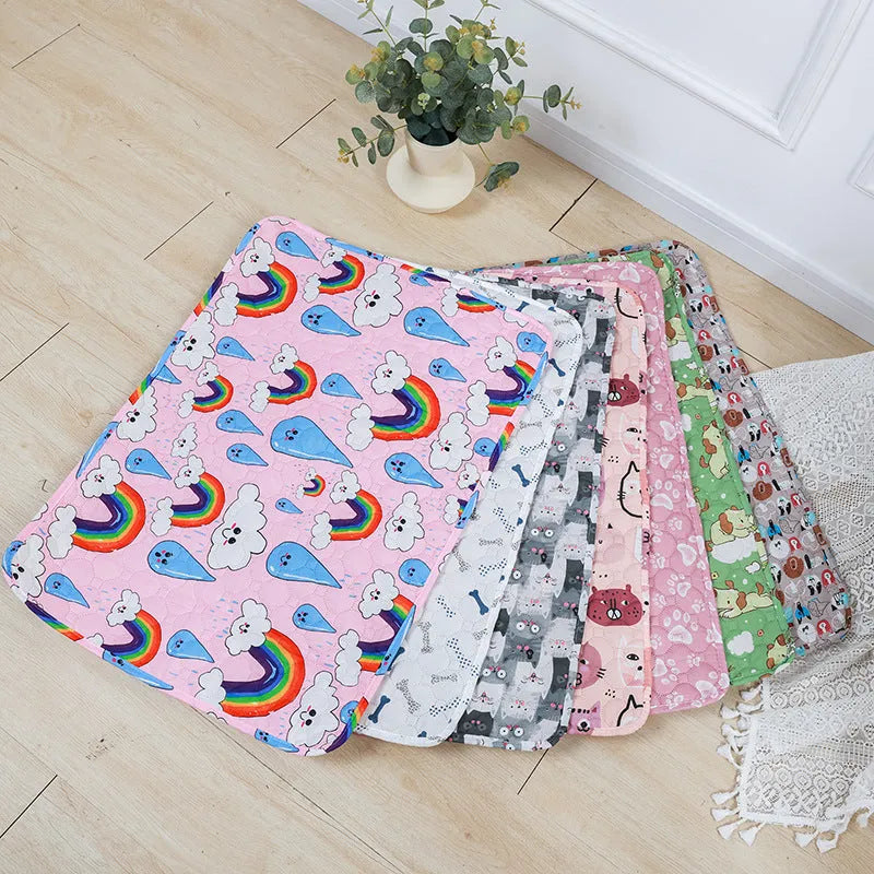 Reusable washable pet urine pad with animal pattern and waterproof backing