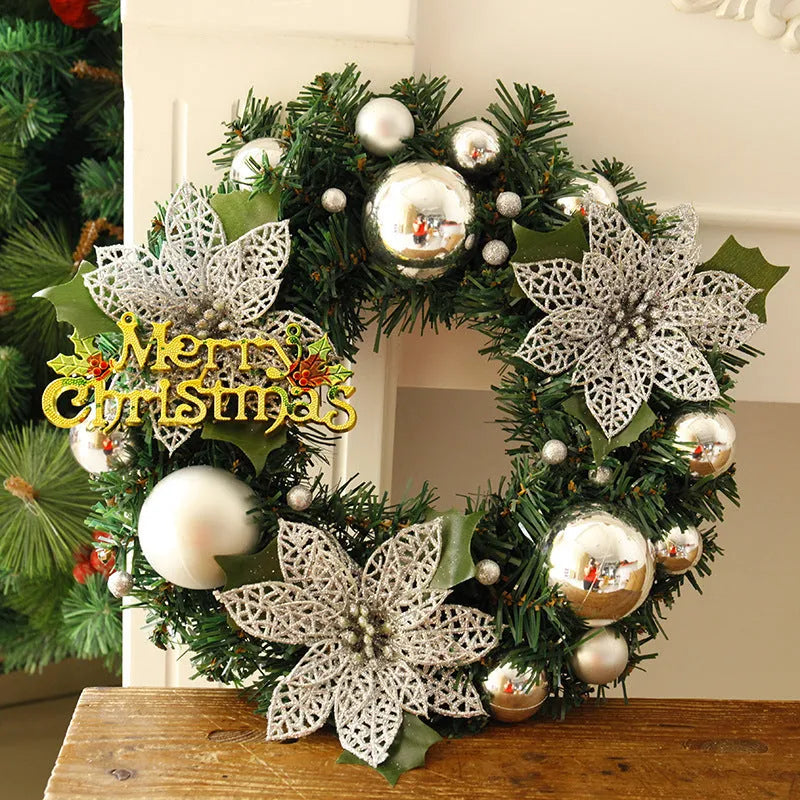 30cm multicolour plastic Christmas wreath decoration for doors