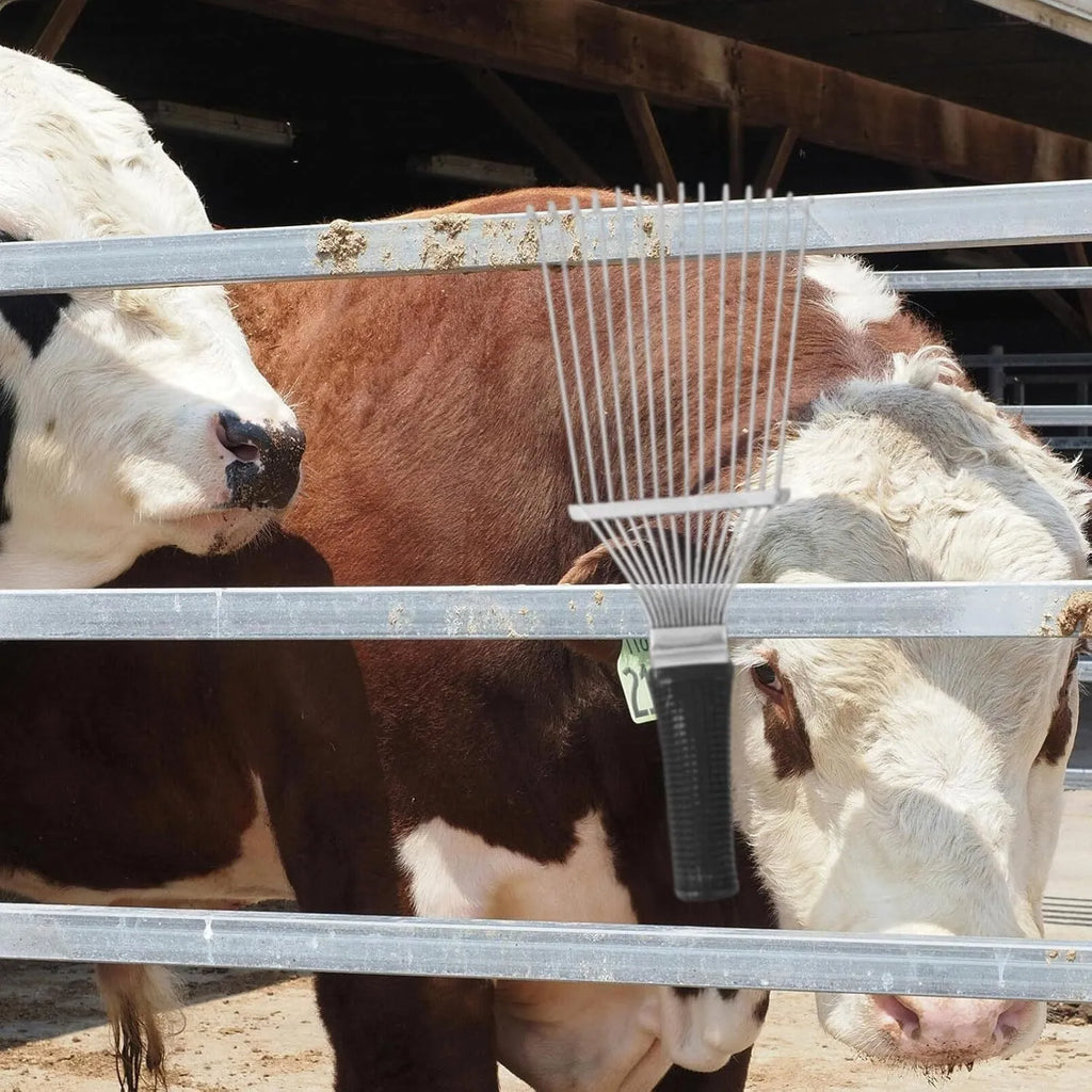 Stainless steel dematting brush rake comb for pet and livestock grooming with curved design