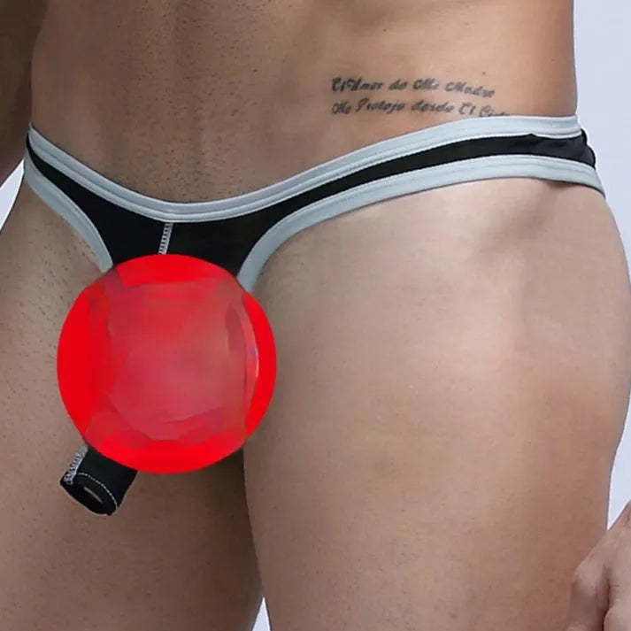 Men's Ice Silk nylon briefs in elephant nose small pouch design, shown in multiple colours.