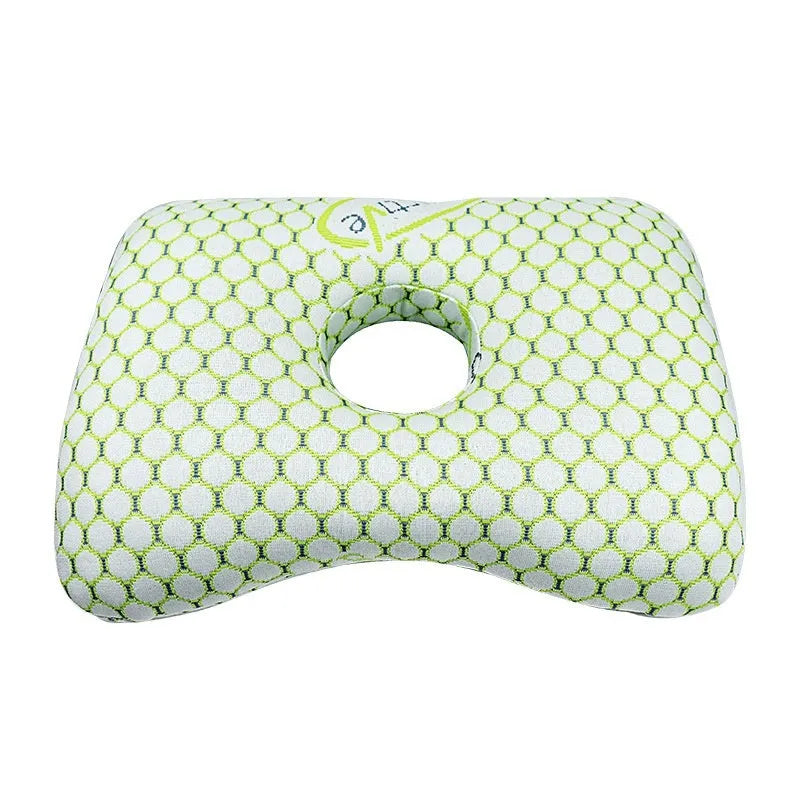 Single hole ear pillow for beauty salon use, shown in a plaid grey colour with detachable cover.
