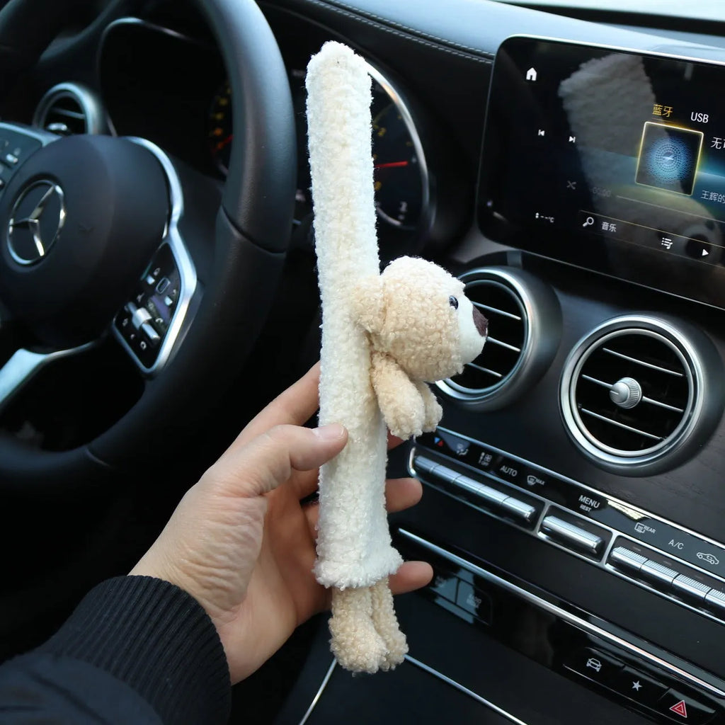 Cartoon plush car shoulder protector in lamb wool with rabbit and bear designs