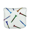 Rocket pattern square putter protective sleeve in black and white PU leather for golf club storage