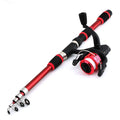 Children's fishing rod with pole and reel set in multiple colour options for beginner anglers
