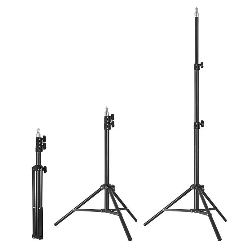 Tripod light stand for floor photography with mobile phone holder and adjustable height options