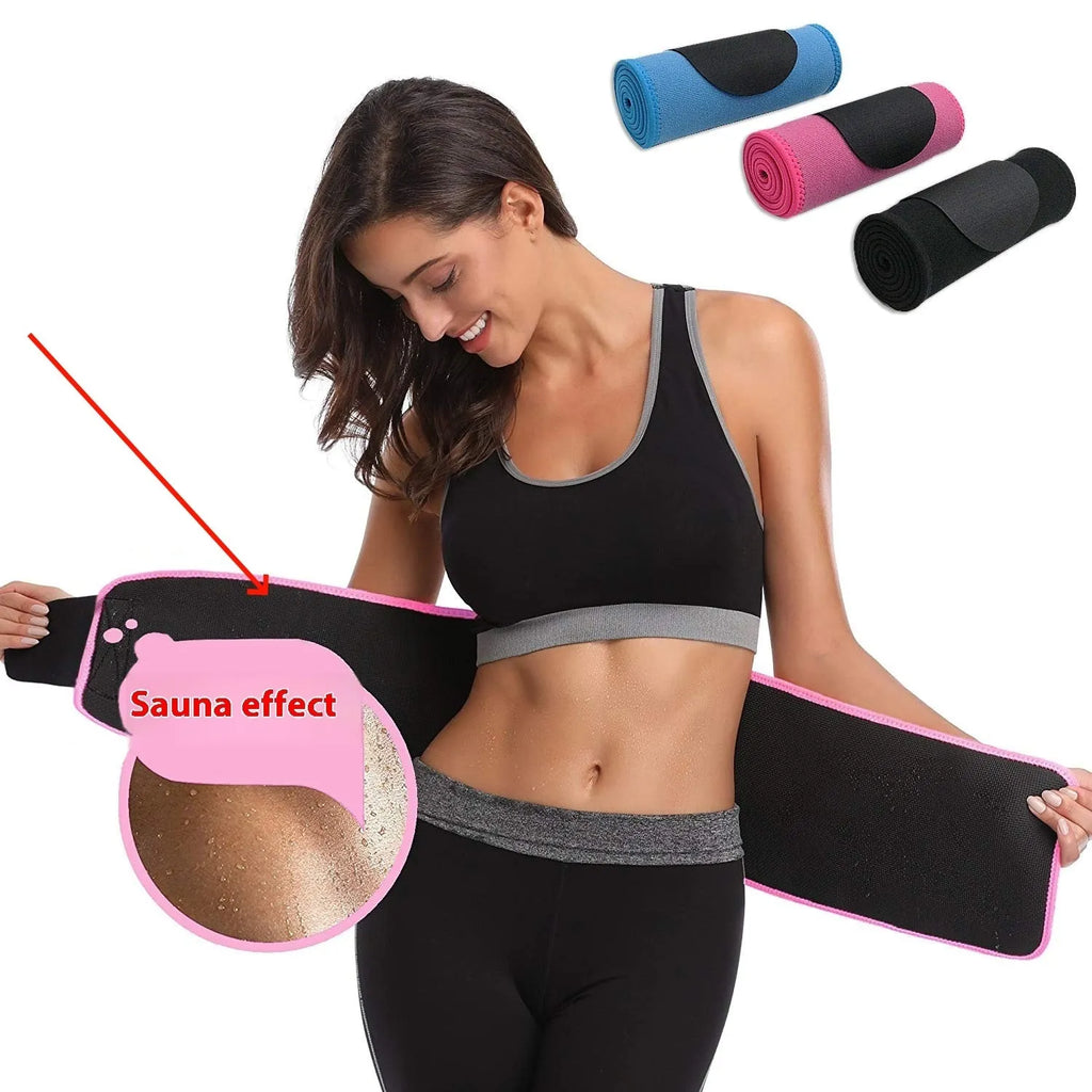 Neoprene fitness lumbar support belt for running and gym workouts in black, blue, or pink colours
