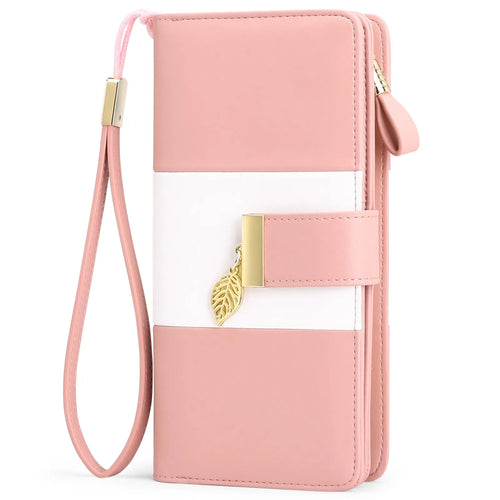 Anti-theft clutch bag in PU leather with zip lock closure, showing interior microfiber lining and compact design