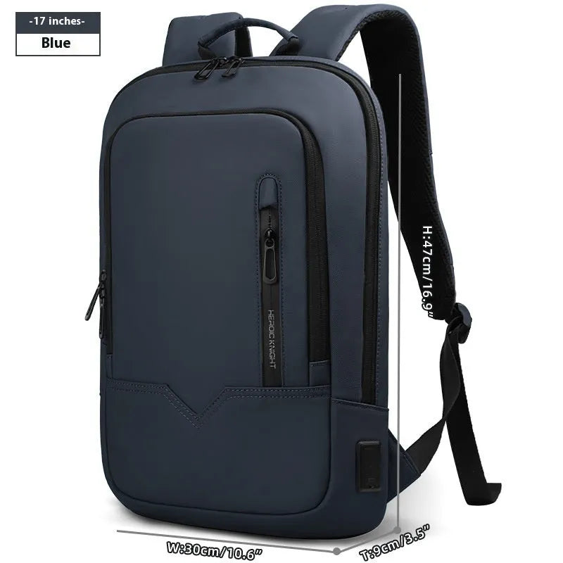 Solid colour lightweight polyester backpack with USB charging port on side, shown in multiple colour options.