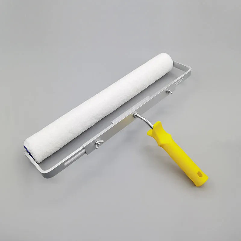 18-inch paint roller with extension handle and three brush heads in different hair lengths for wall painting
