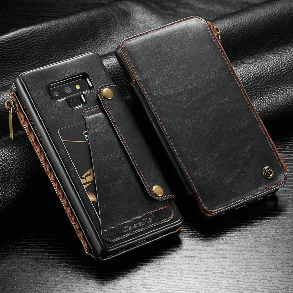 Samsung Galaxy Note9 flip phone case in PU leather with front flap closed