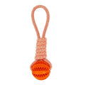 Blue TPR rubber rope ball dog toy for small dogs, measuring 36x6x6 cm, with cotton rope for tug-of-war