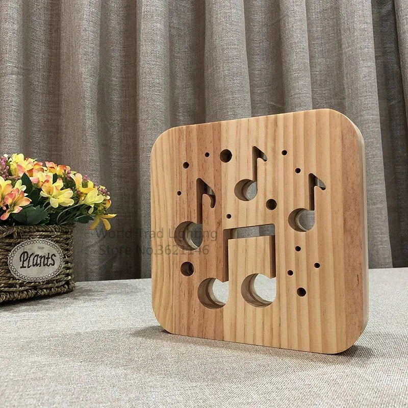 Pine wood USB-powered LED atmosphere light emitting warm white 3D glow.