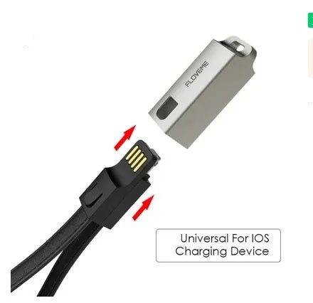 Short 20cm leather-wrapped USB to Lightning charging cable for iPhone with zinc alloy connector