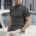 Men's plus size half-high collar sports T-shirt in cotton blend fabric with short sleeves