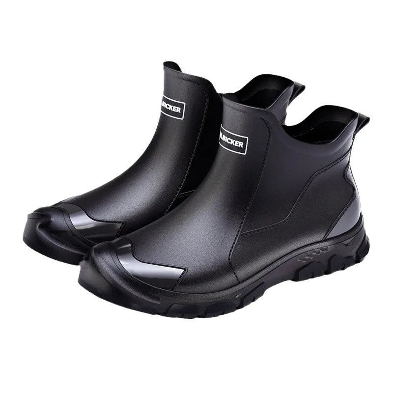 PVC outdoor wading shoes with non-slip soles in short tube rain boot style