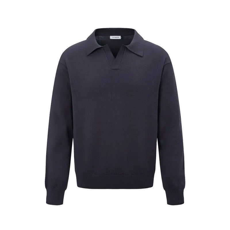 Loose bottoming shirt pullover in acrylic blend fabric, shown in black colour