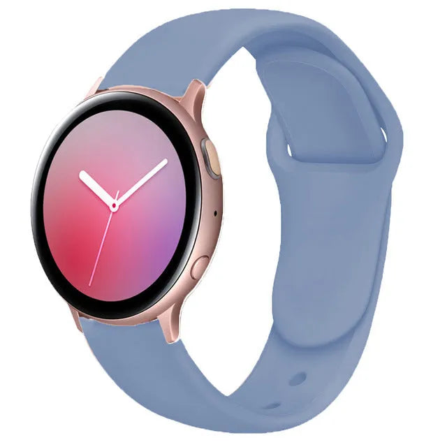 Samsung Galaxy Active 2 black silicone replacement strap with reverse buckle in 20mm width.
