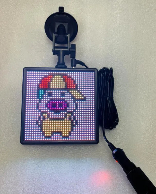 Bluetooth wireless LED car display screen with aluminium frame and 32x32 RGB resolution