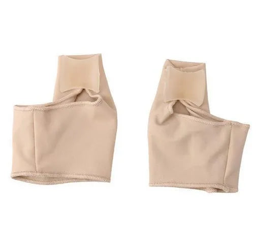 Corrective toe socks with silicone gel toe separator and bunion pad on a stretch fabric base.