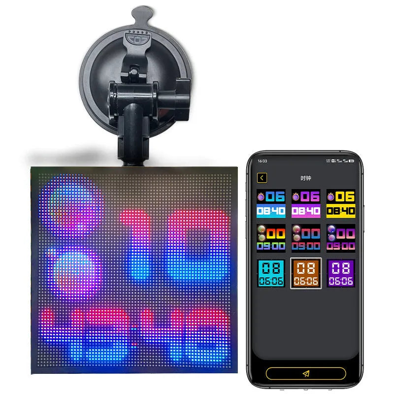 Bluetooth wireless LED car display screen with aluminium frame and 32x32 RGB resolution
