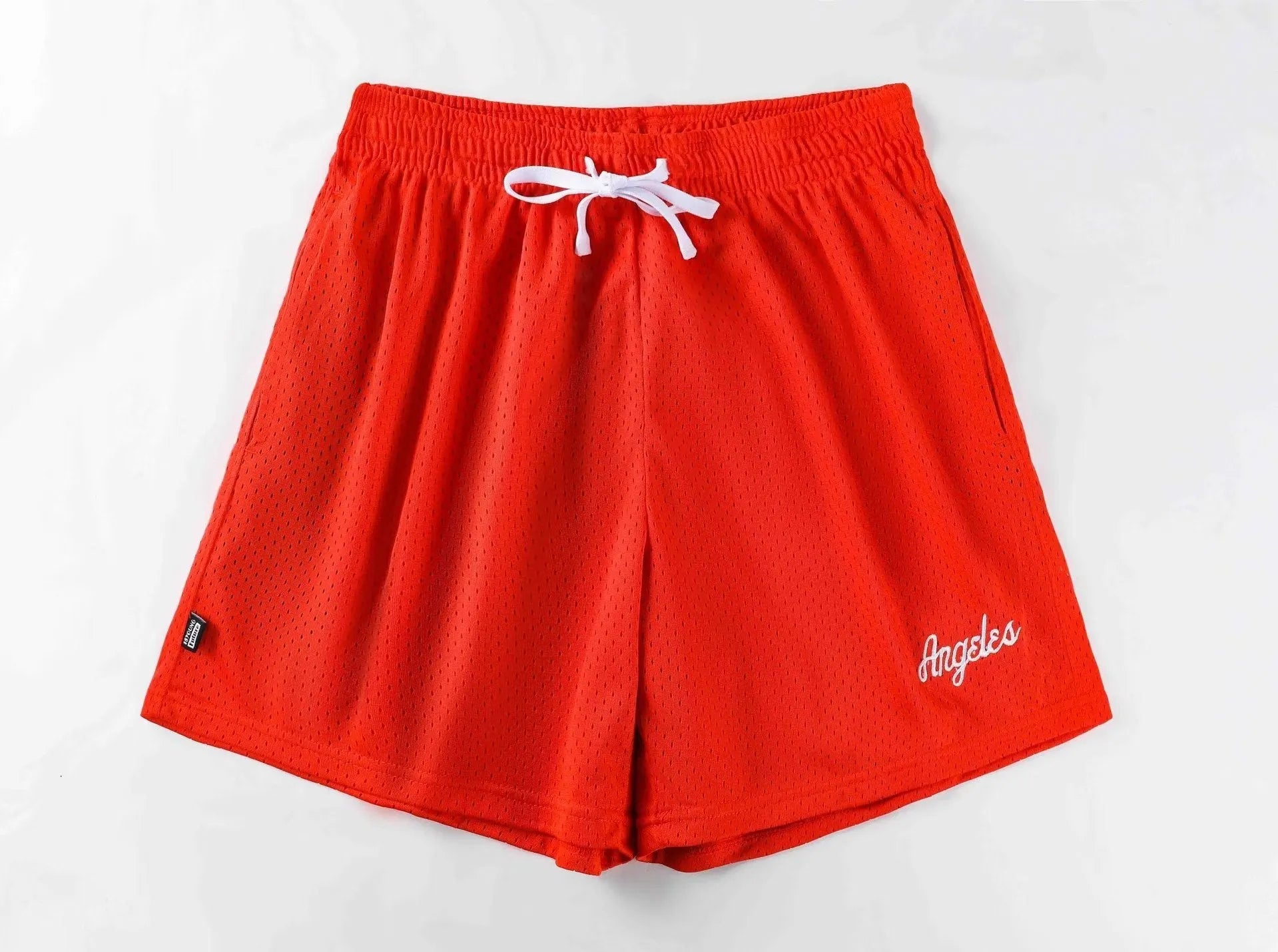 Men's personalised double-layer mesh shorts in polyester available in eight colours including sports purple with Asian sizing