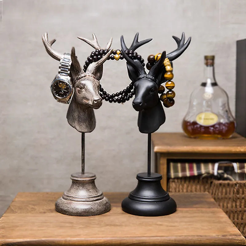 A tall natural resin elephant statue decoration in black, white, or wood colour finish.