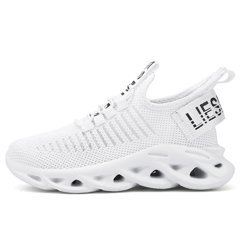 Children's coconut pattern sneakers with Velcro fastening in black, khaki and white colours