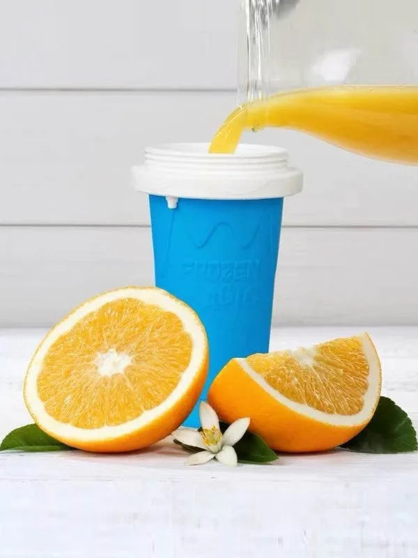 Blue quick refrigeration pinch cup with double-layer construction for fast drink cooling