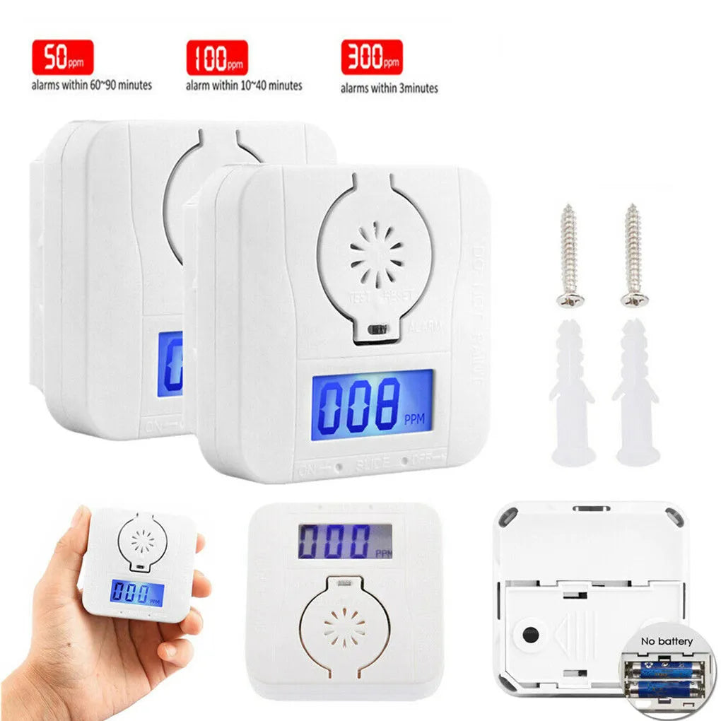 White wireless carbon monoxide alarm unit for wall mounting with 1.5 metre detection distance
