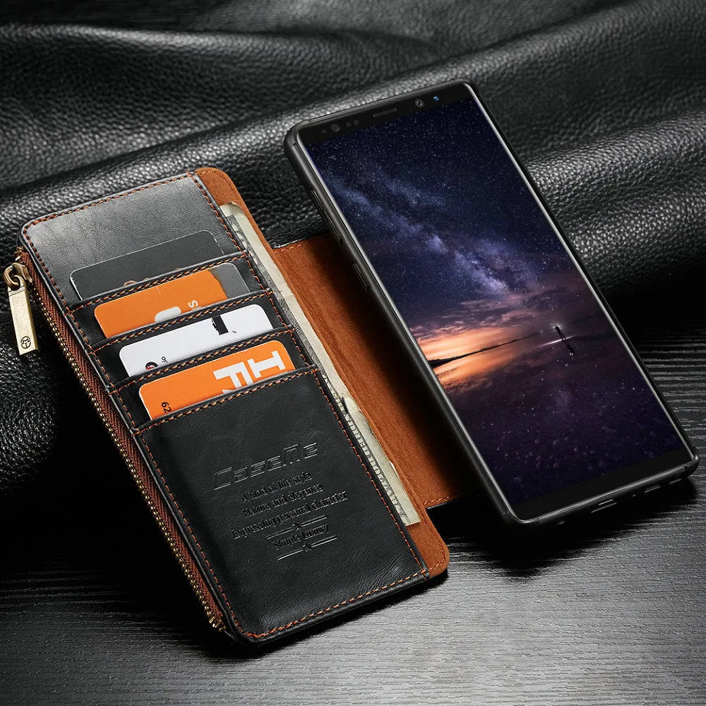 Samsung Galaxy Note9 flip phone case in PU leather with front flap closed