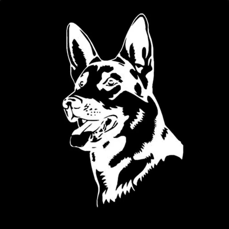 Reflective Alsace Shepherd hunting dog bumper sticker on vehicle surface