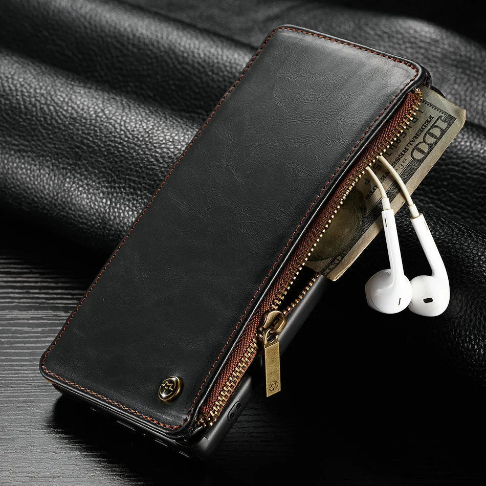 Samsung Galaxy Note9 flip phone case in PU leather with front flap closed