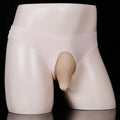 Men's ice silk briefs in black showing open gun style with low-waist design