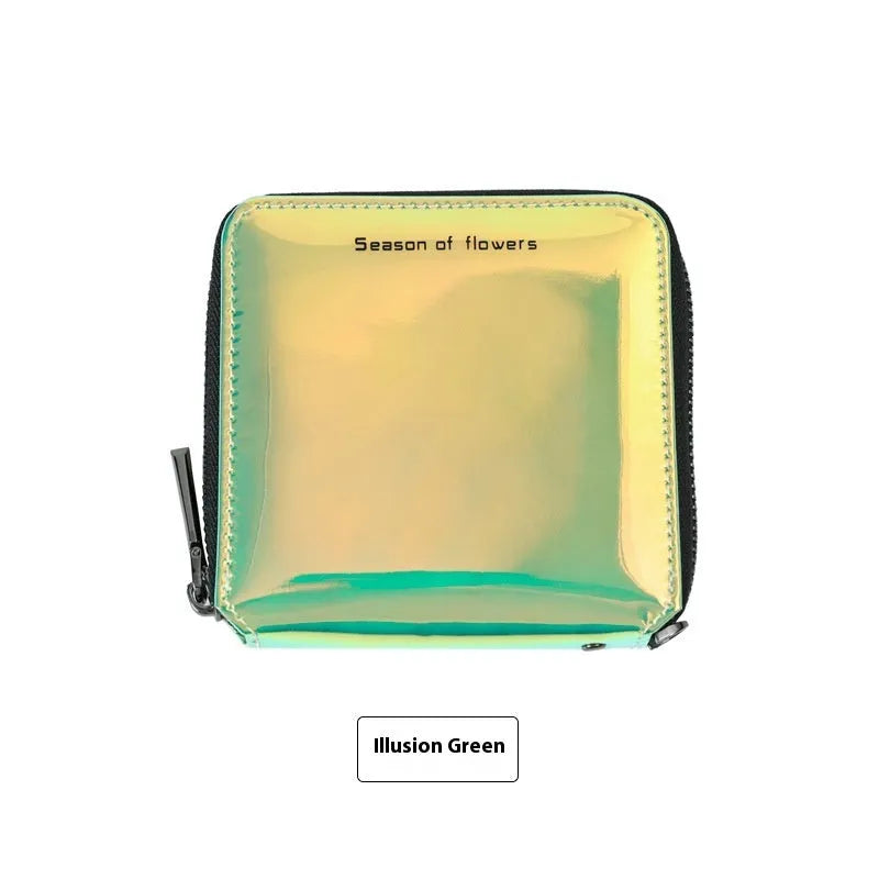 Korean-style short folding women's wallet in three colours measuring 11cm