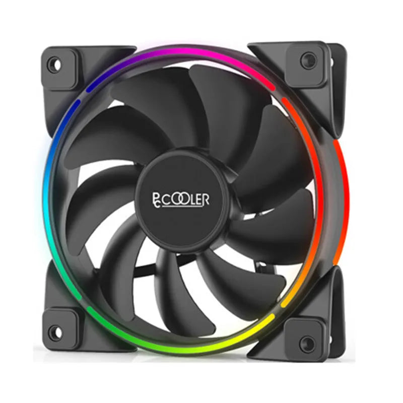 Three 120mm black PC chassis fans with RGB lighting and hydraulic bearing construction