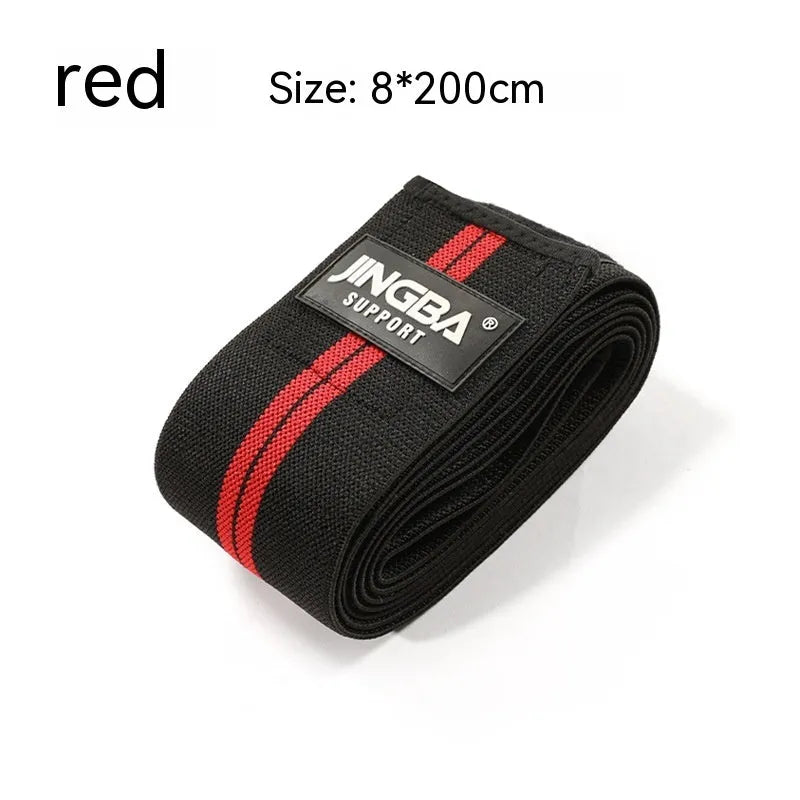 Adult free size adjustable knee pads for weightlifting and cycling in blue, yellow, red, and grey colours