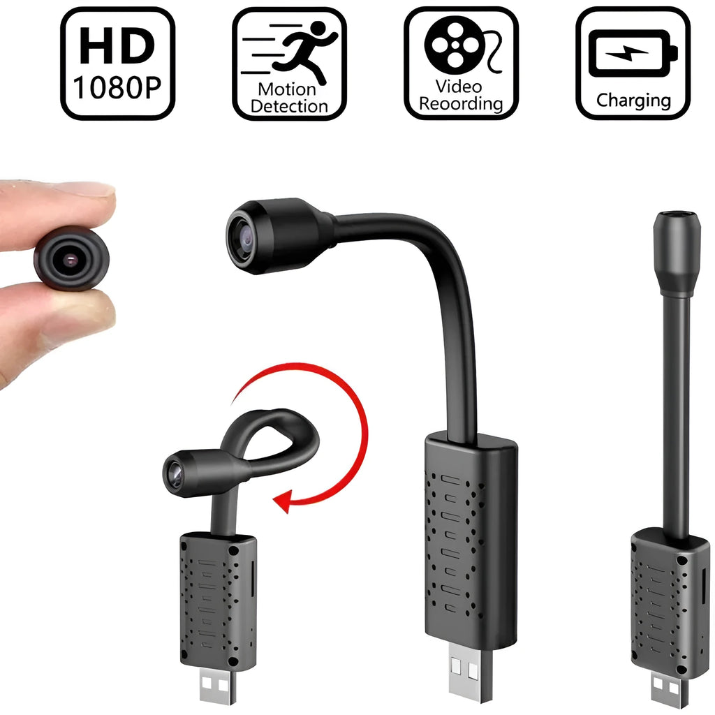 V380 wireless USB HD surveillance camera in black with compact design