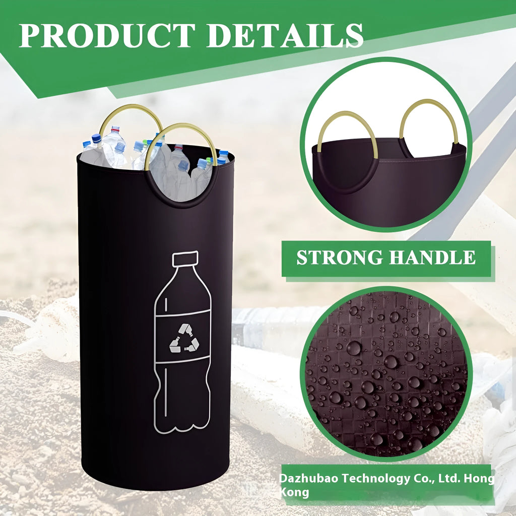 38x72cm round portable plastic trash can with handle in plain and patterned colour options