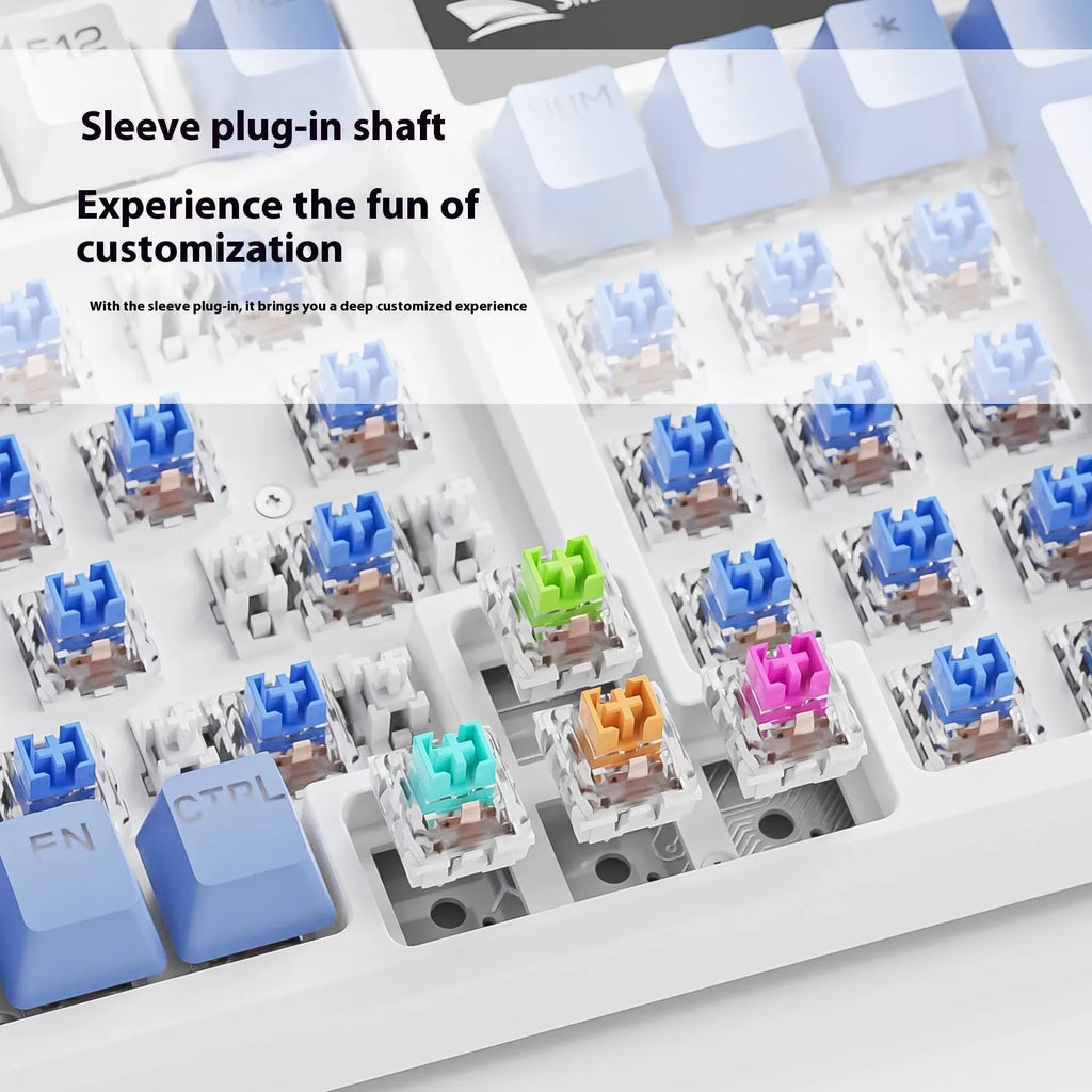 SK15 wired mechanical keyboard with control knob in autumn water blue colour