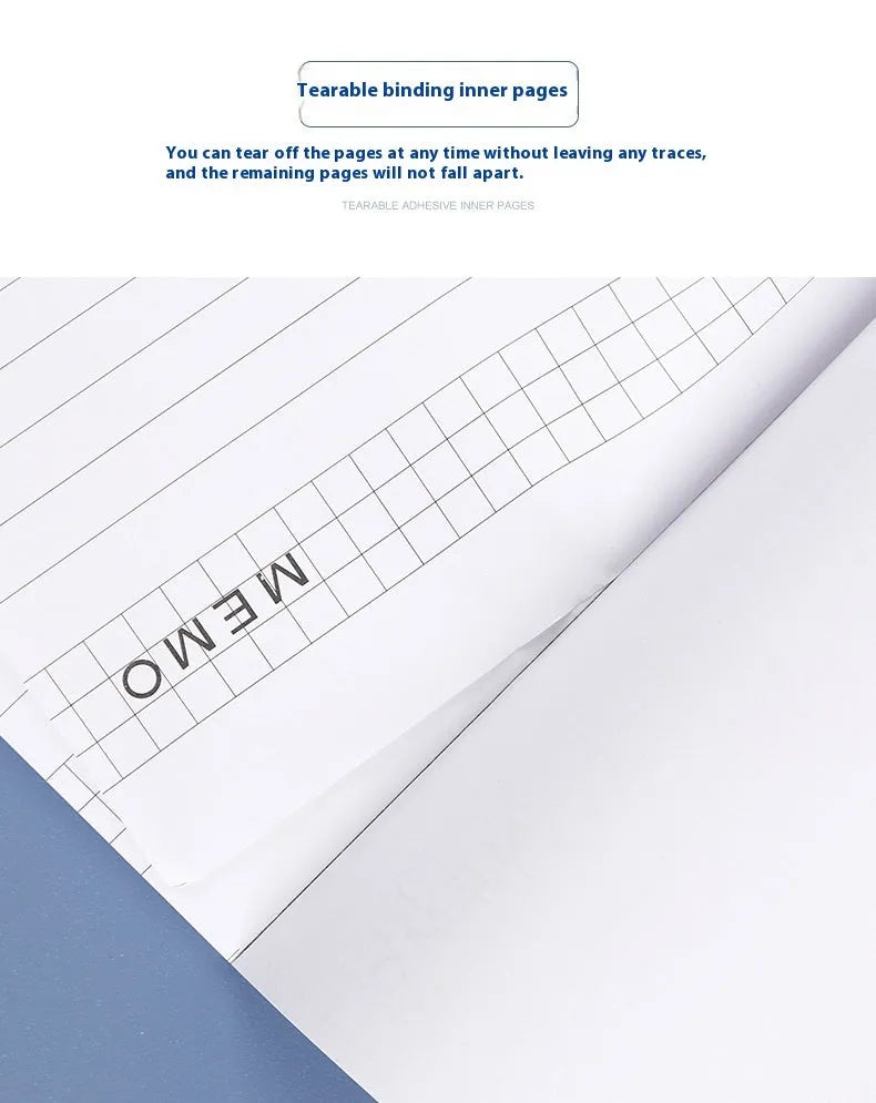 A4 tearable grid notebook with ivory white pages and paper cover for meeting minutes