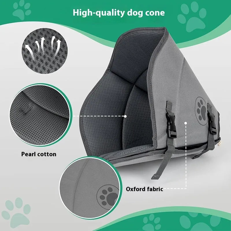 Adjustable polyester pet anti-bite collar ring in sizes L, M, XL for post-surgery recovery.