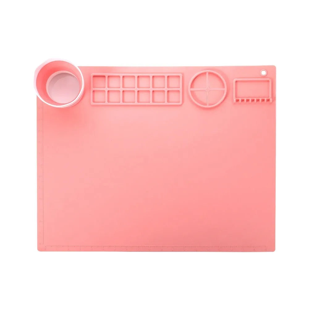 Light blue silicone painting mat with graffiti drawing board measuring 50x40cm