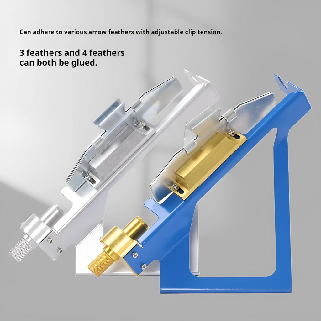 SPG Metal Stick Arrow Bonder fletching jig in stainless steel, blue or silver colour options